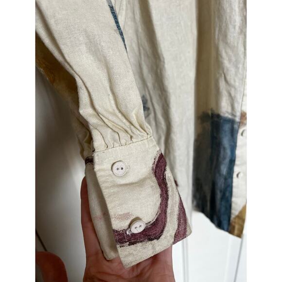 SIR x Gabrielle Penfold Martine Linen Long Sleeve Shirt Dress Painted Cream US 4 - Picture 5 of 10